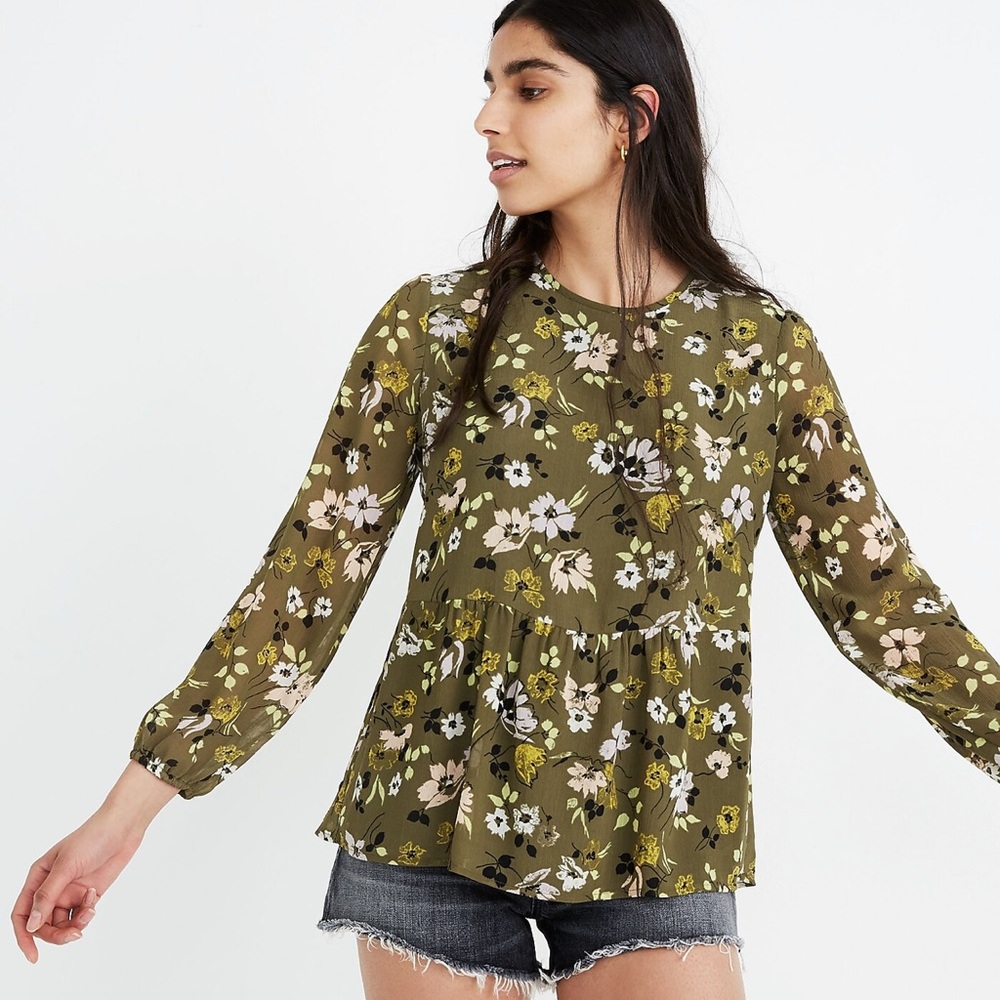 Madewell Georgette Peplum Top in Wildblooms
